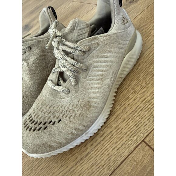 ADIDAS 6 Mens Alpha Bounce Lea Ivory Tan Suede Cream Athletic Low Top Sneaker main image 7
